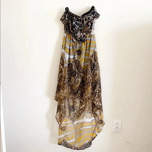 Y2K High low snake print Strapless Dress